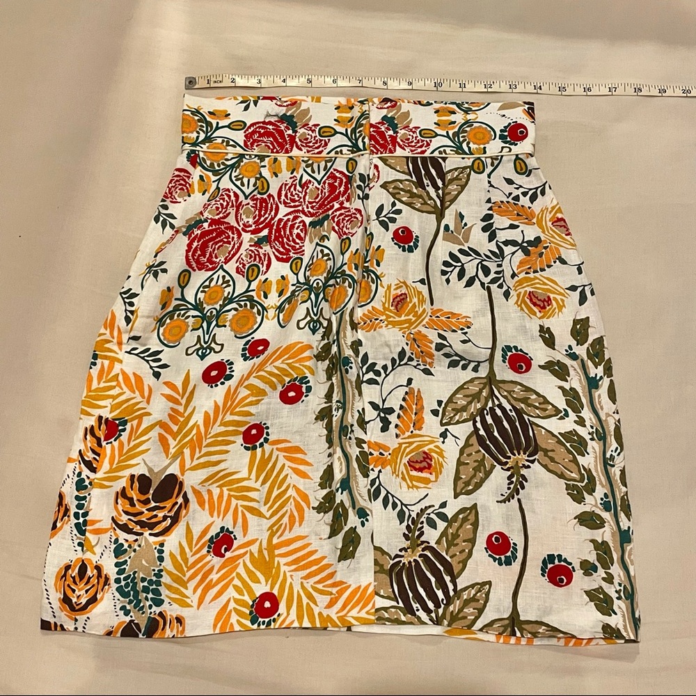 floral knee length linen skirt